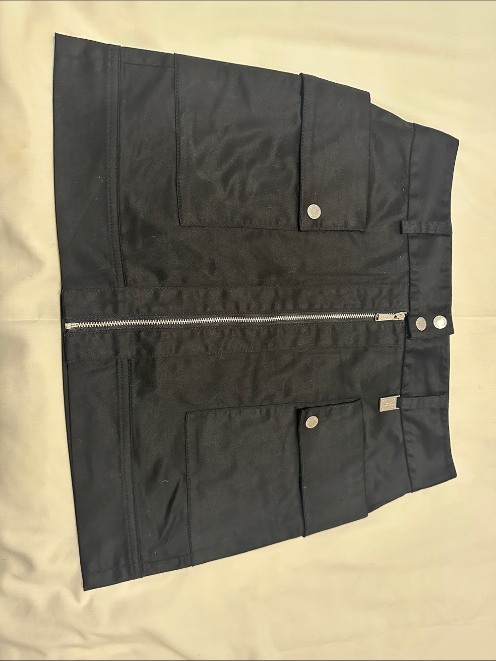 MICHAEL Michael Kors Black Front-Zip Mini Skirt with Cargo Pockets
